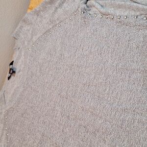Rock & Republic‎ Stud Detail Gray Mesh Longsleeve Lightweight Sweater Large